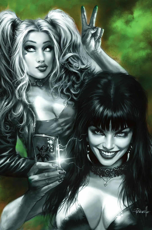 1 NYCC Lucio Parrillo Double SIgned Elvira Harley Quinn Variant cover cross over! Pre Order